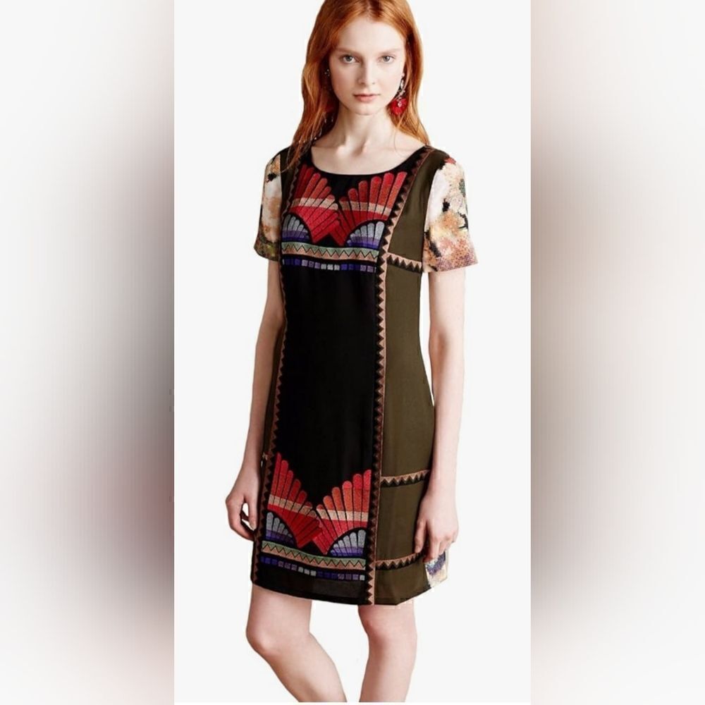NwT Ranna Gill  anthropologie Fanned Vignette shift dress size 2